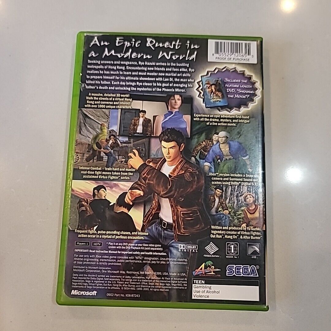 Shenmue II 2 Original XBOX Complete w/ Manual & DVD CIB