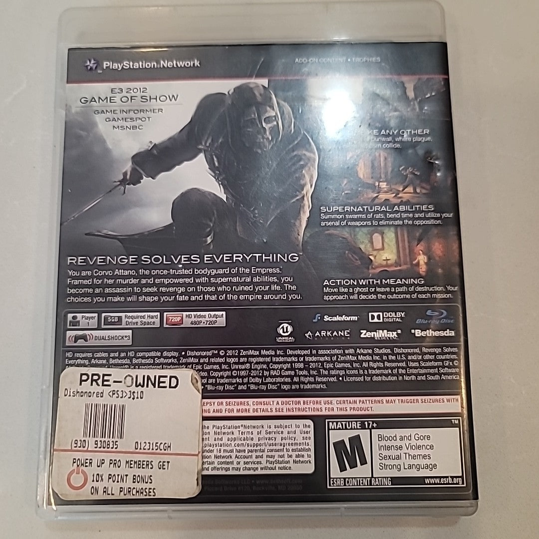 Dishonored -- Game of the Year Edition (PlayStation 3 PS3, 2013)