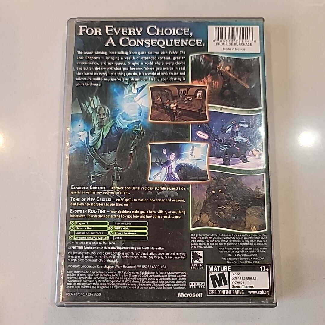 Fable: The Lost Chapters (Microsoft Xbox, 2004) CIB, Tested