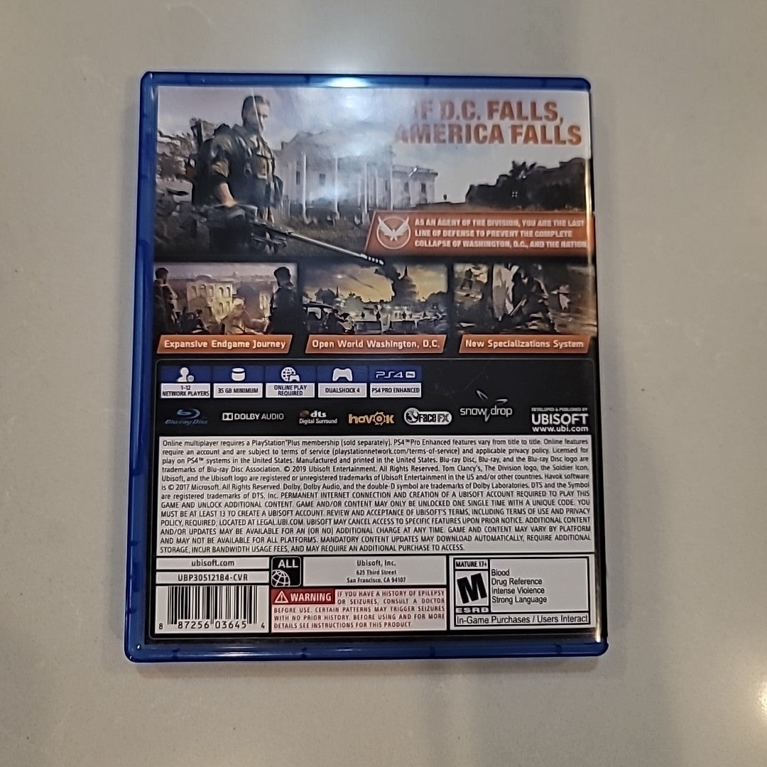 Tom Clancy's The Division 2 PlayStation 4 PS4 Tested Video Game Used Shooter RPG