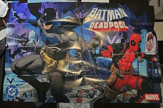 BATMAN DEADPOOL 2025 PROMO POSTER 2-SIDED FOLDED DC MARVEL COMICS 24" X 36"