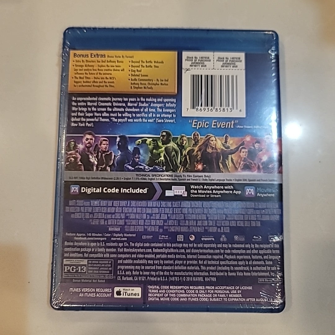 Avengers: Infinity War (Blu-ray, 2018) New Sealed Disney Marvel Deleted Scenes