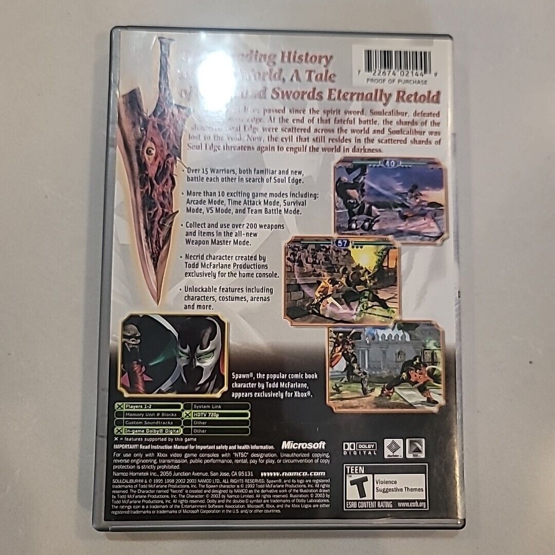 Soul Calibur II 2 Soulcalibur (Microsoft Xbox, 2003) CIB Complete in Box CIB