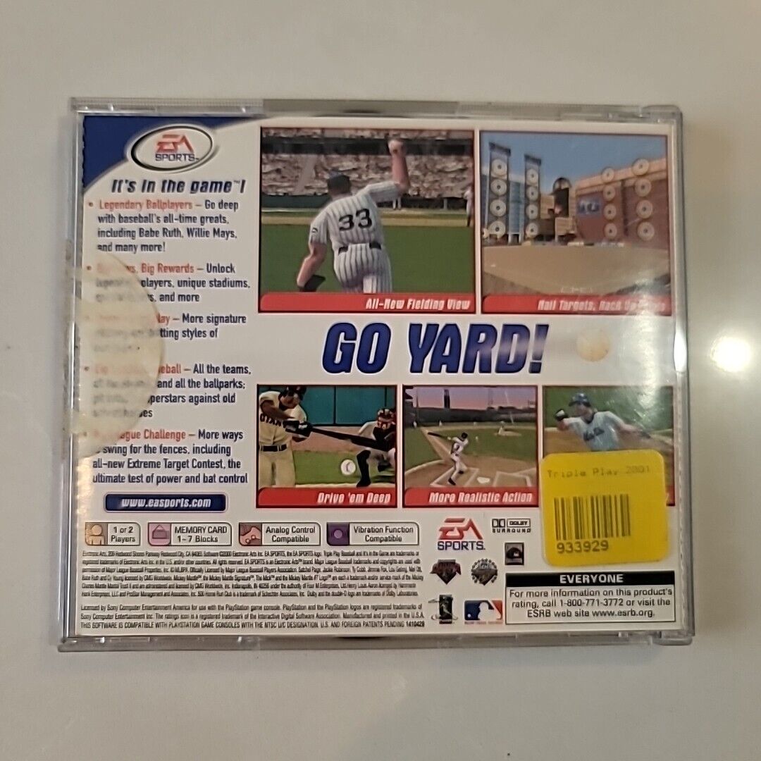 Triple Play 2001 (Sony PlayStation 1, 2000) Black Label Complete