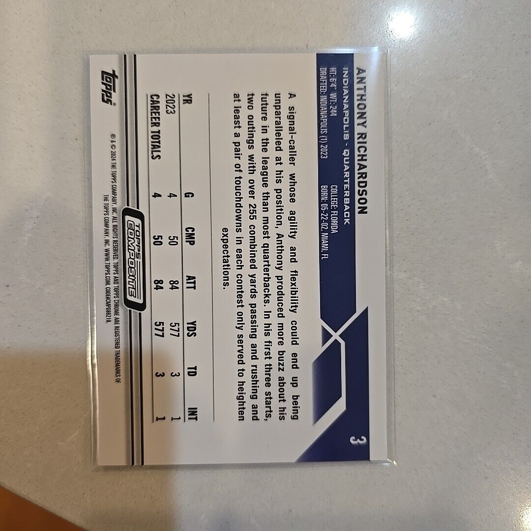 2023 Composite Anthony Richardson Chrome Purple Geometric Refractor RC #98/199