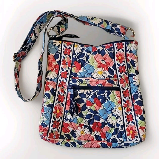 Vera Bradley Flowered Crossbody Hipster Bag Red, Blue, White, Green