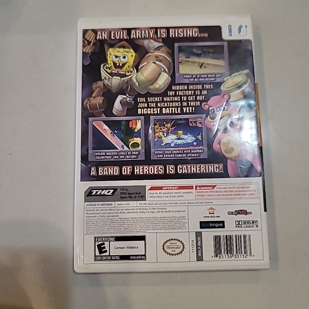Nicktoons Attack of the Toybots (Nintendo Wii, 2007)  Spongebob No Manual