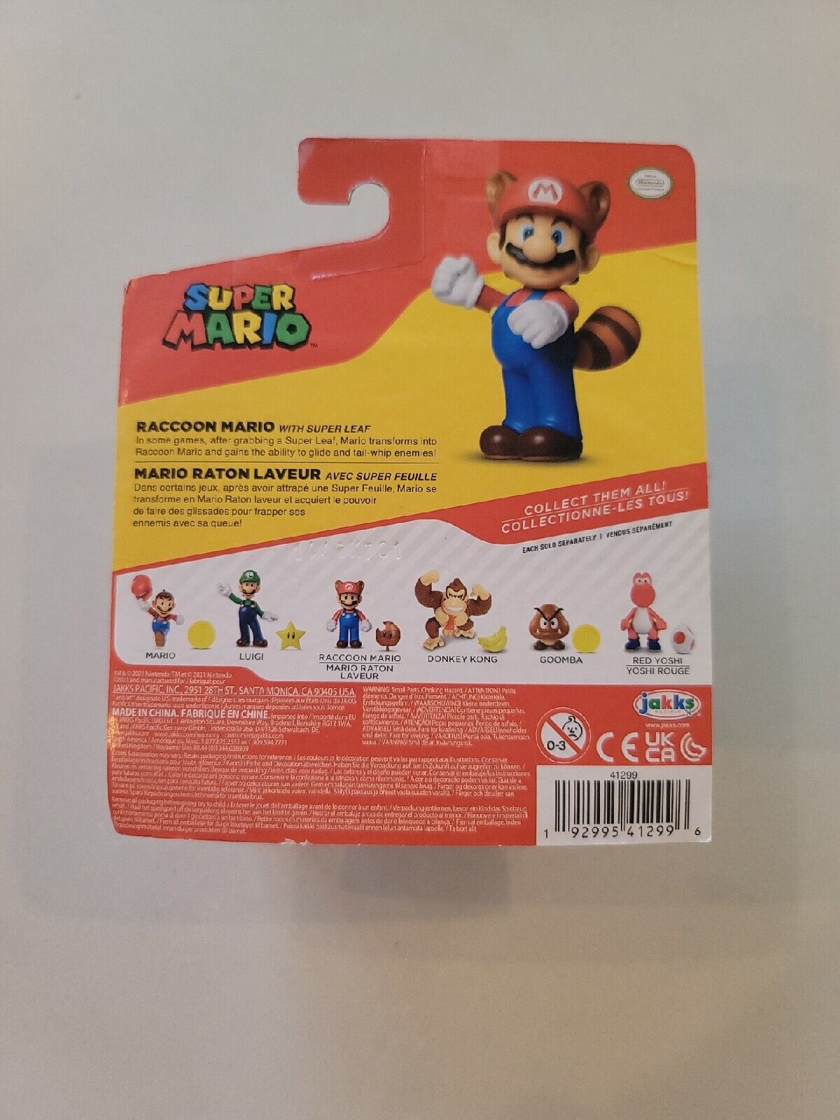 Jakks Pacific Super Mario Raccoon Mario With Leaf NEW SEALED FREE SH