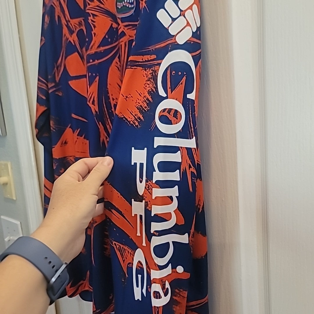 Columbia PFG Florida Gator Omni-Shield Long Sleeve Shirt Hoodie Large Orange