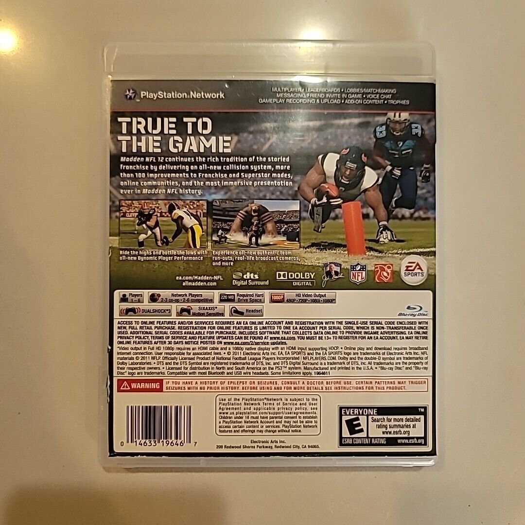 Madden NFL 12 (Sony PlayStation 3, 2011) COMPLETE CIB