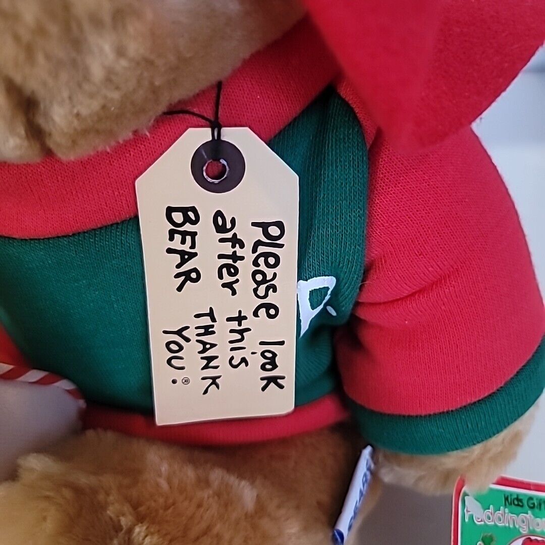 15" BROWN PADDINGTON TEDDY BEAR STUFFED ANIMAL PLUSH W/ CHRISTMAS ORNAMENT SEARS