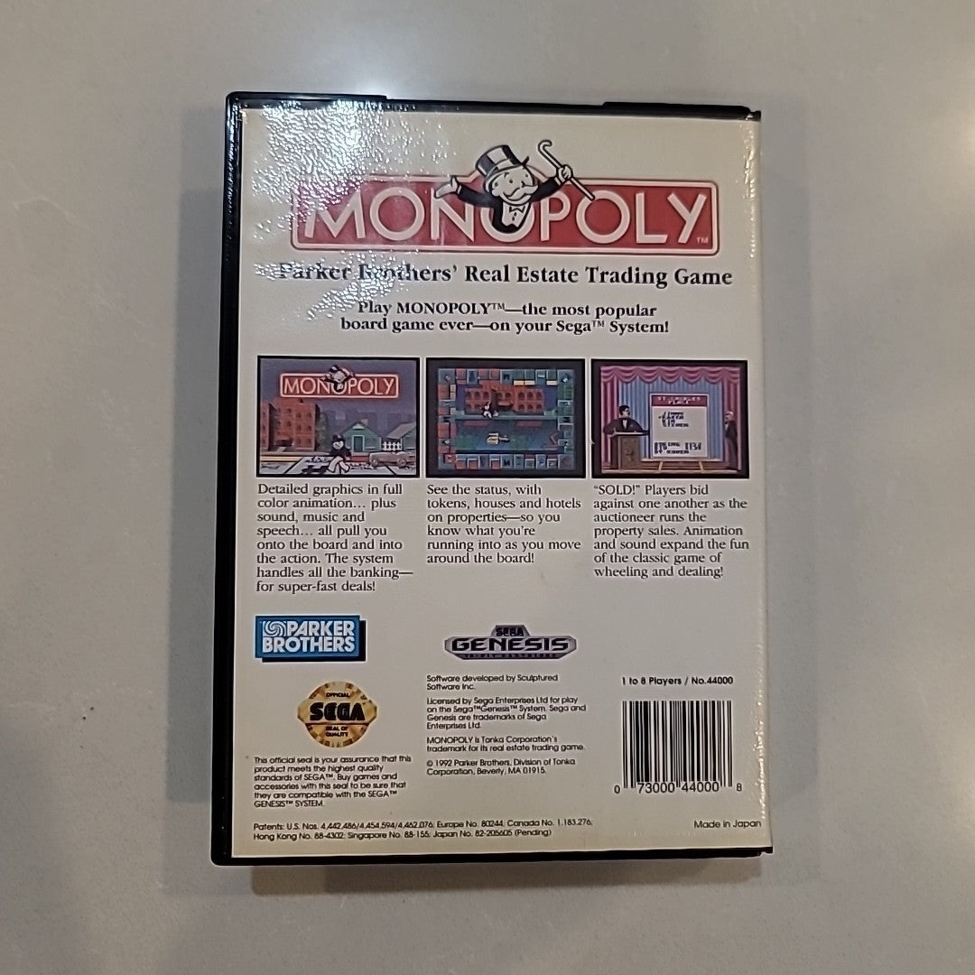 Monopoly (Sega Genesis, 1992) CIB Complete With Manual