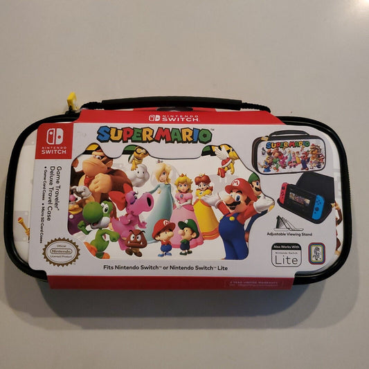 NEW! Nintendo Switch Super Mario Game Traveler Deluxe Case Adjustable Stand