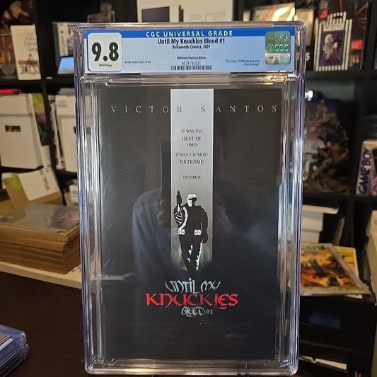 UNTIL MY KNUCKLES BLEED #1 CROW homage - Natemadeit Mill Geek Comics  CGC 9.8
