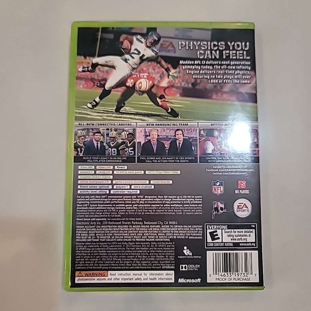 Madden NFL 13 (Microsoft Xbox 360, 2012) Complete & Tested