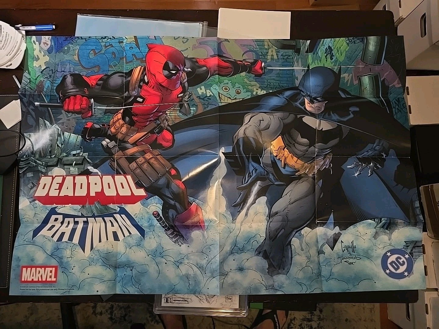 BATMAN DEADPOOL 2025 PROMO POSTER 2-SIDED FOLDED DC MARVEL COMICS 24" X 36"