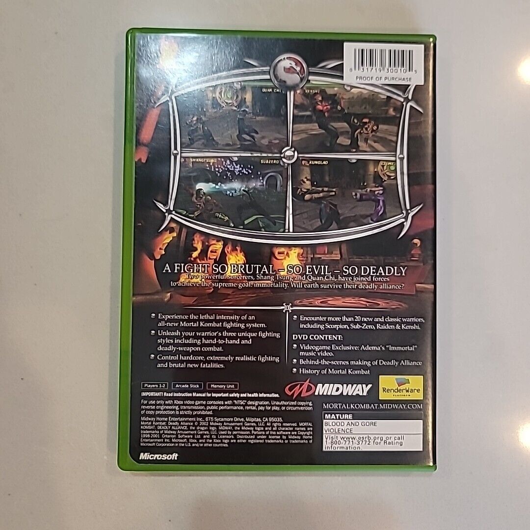 Mortal Kombat Deadly Alliance (Microsoft Xbox) Complete CIB Tested