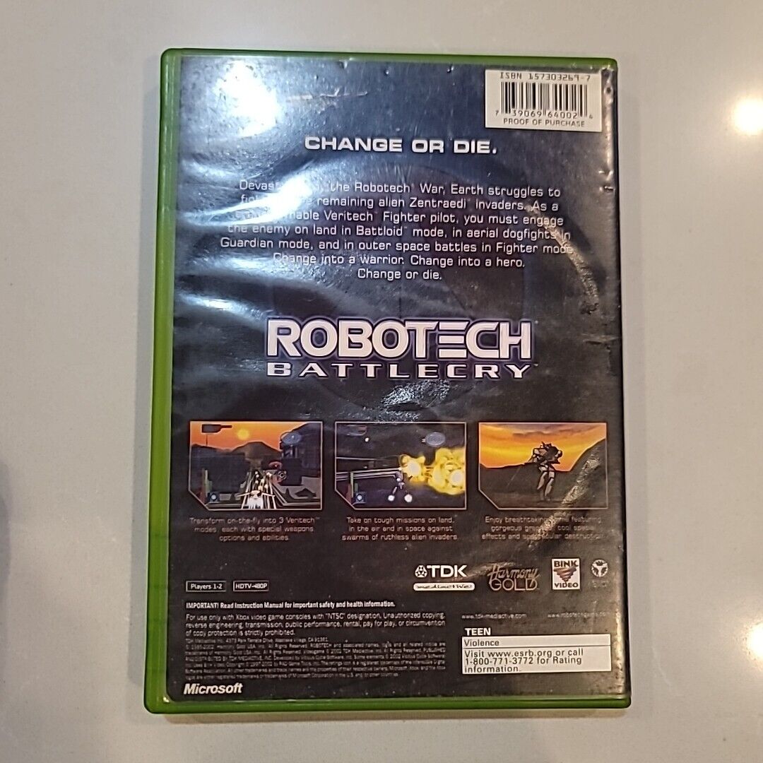 Robotech: Battlecry (Microsoft Xbox, 2002) No Manual