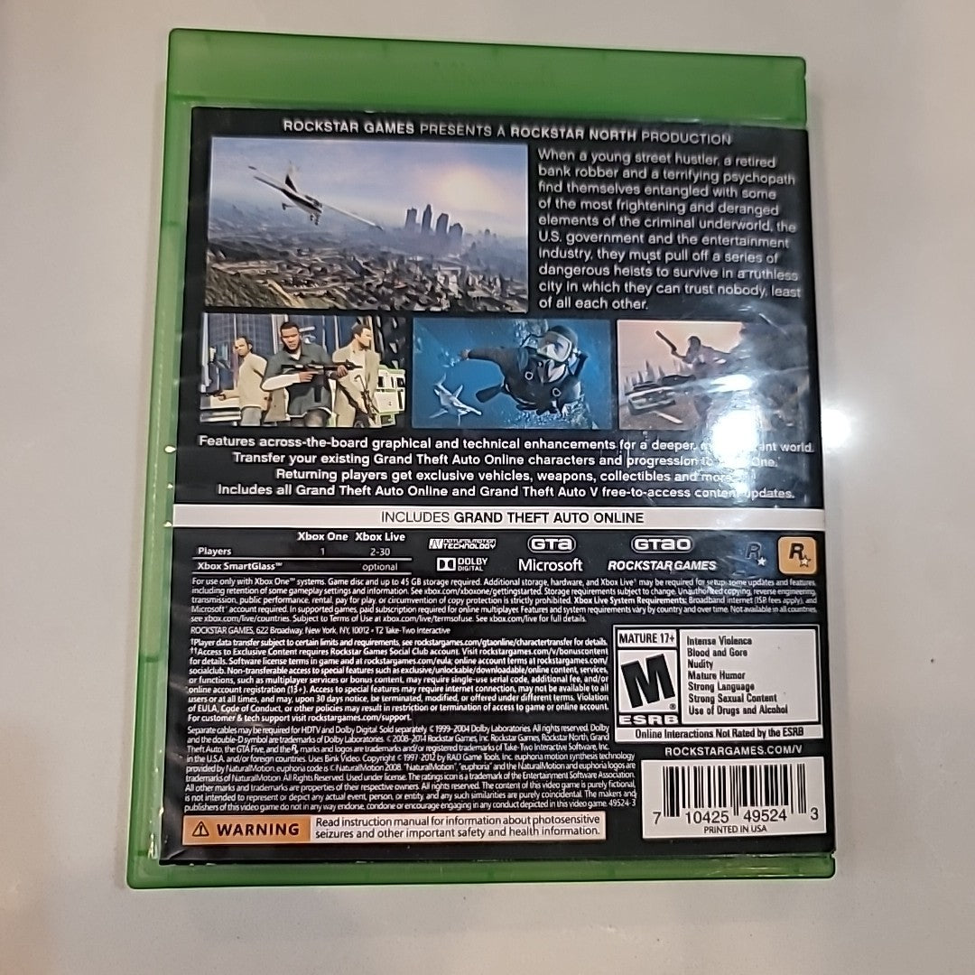 Grand Theft Auto V (Xbox One, 2014) Complete With Manual, No Map