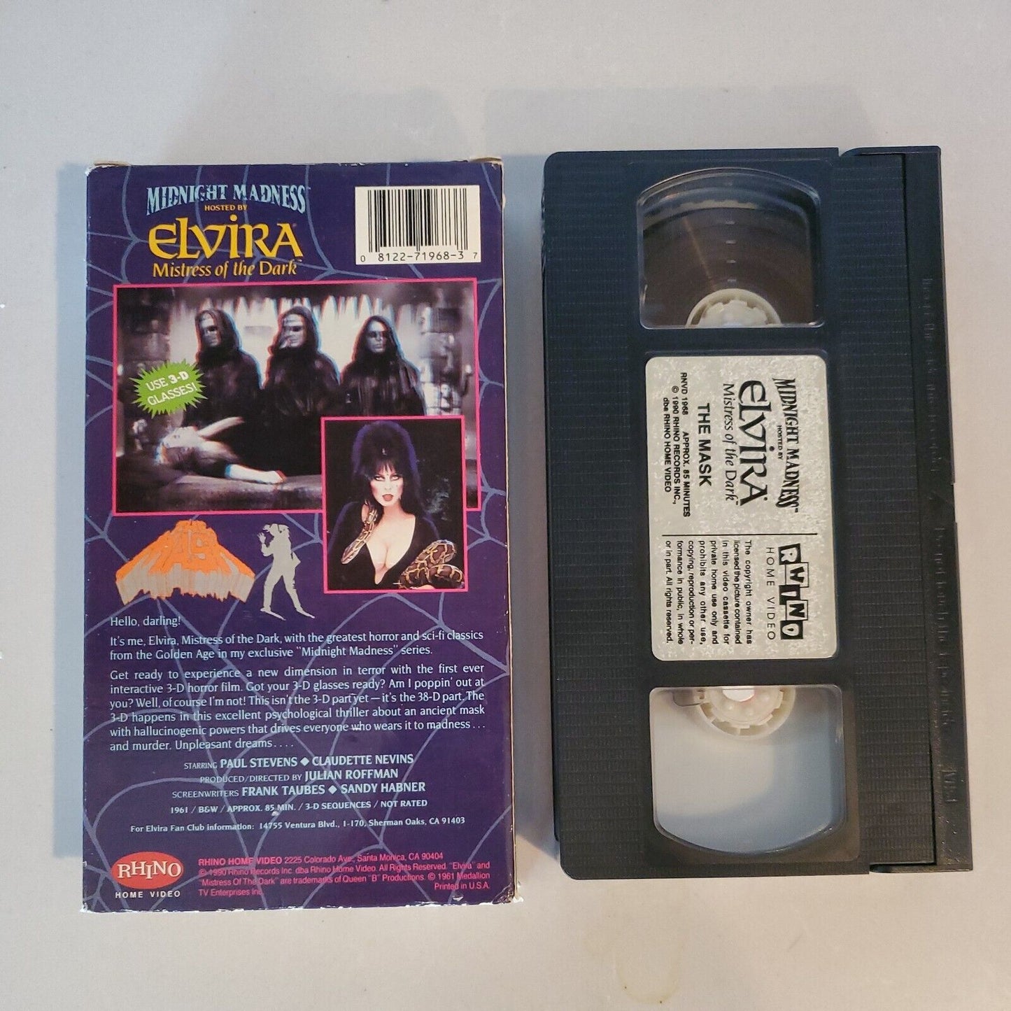 The Mask In 3-D vhs ELVIRA Midnight Madness Rare HTF