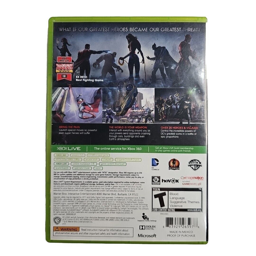 Injustice: Gods Among Us - Xbox 360 CIB TESTED AND WORKS