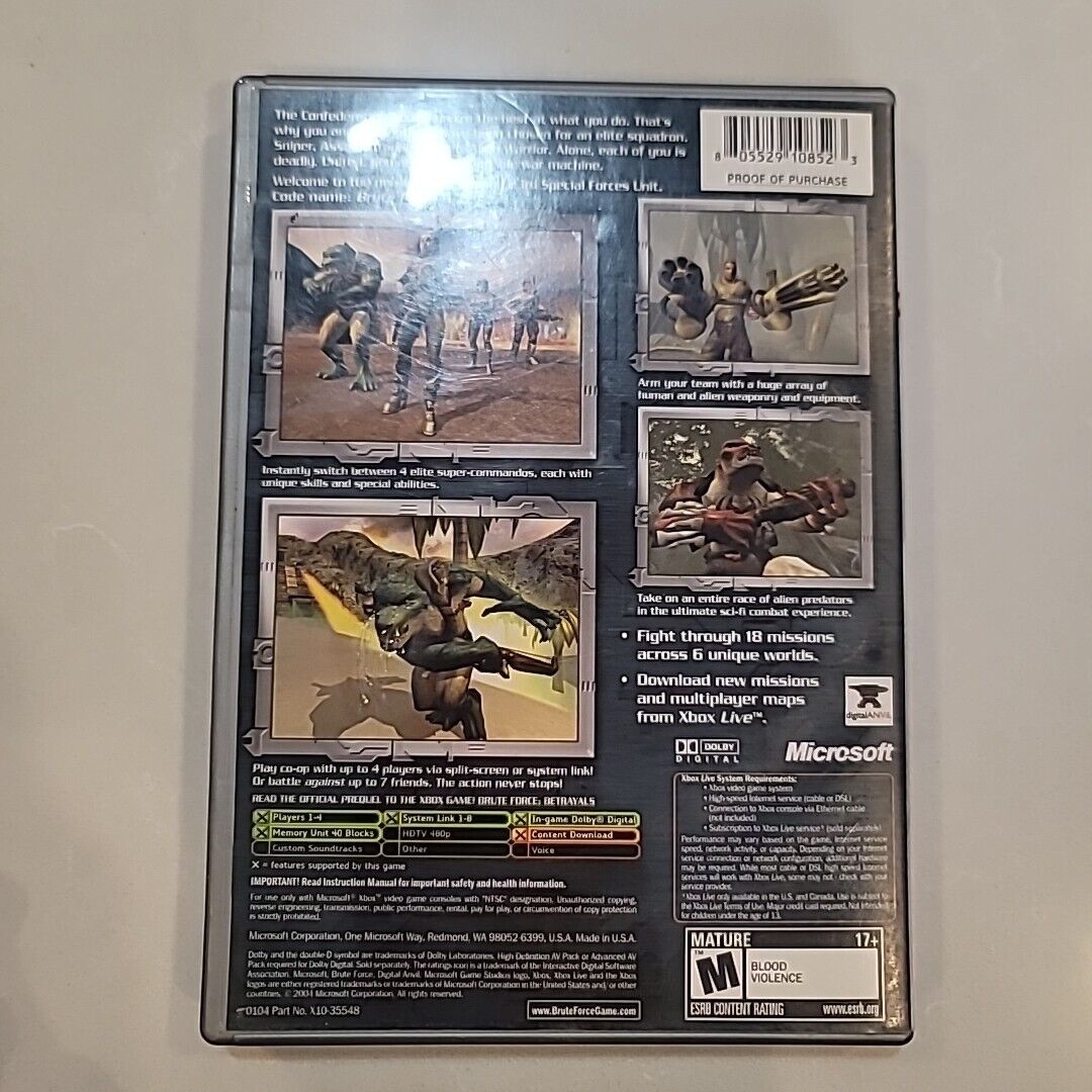 Xbox Brute Force Original Microsoft Game Complete CIB