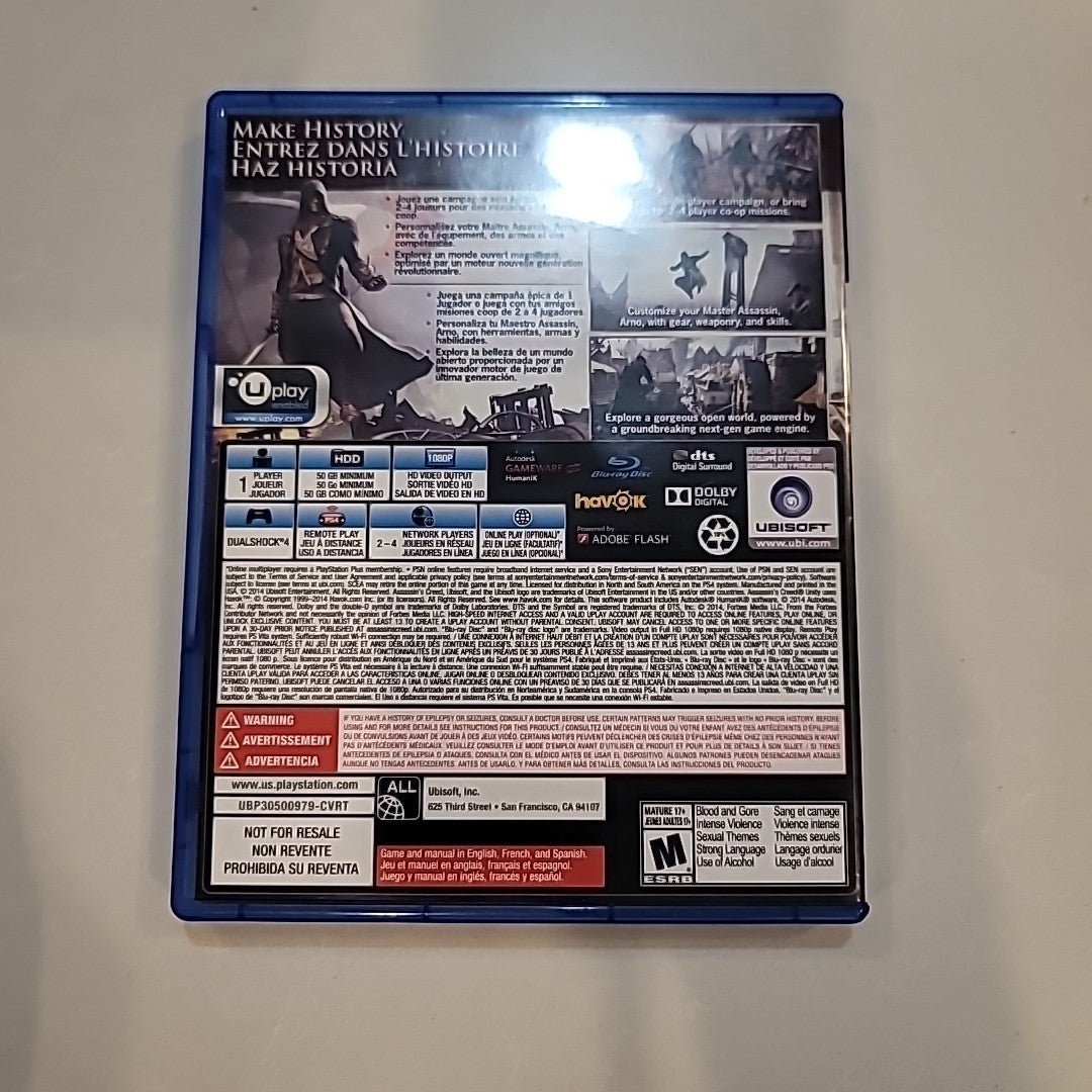 PS4 Assassin's Creed: Unity -- Limited Edition (Sony PlayStation 4) tested/works