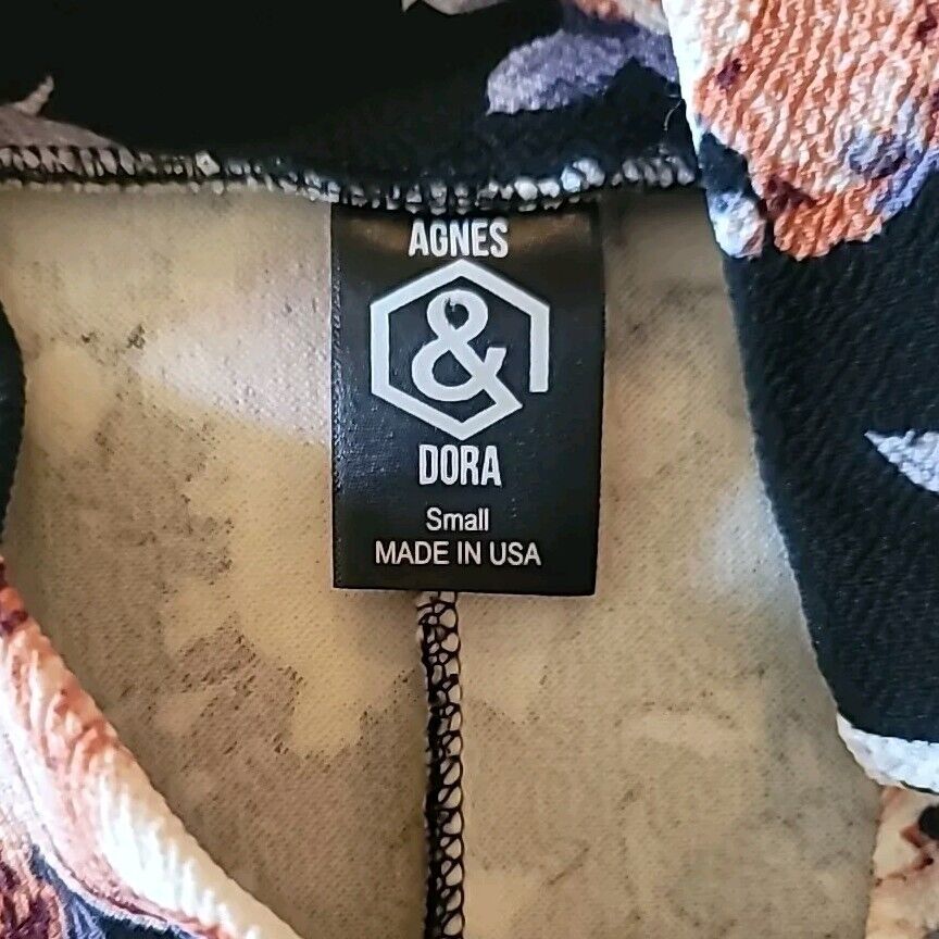 MIDI Skirt Black Floral Agnes & Dora Small Great Condition