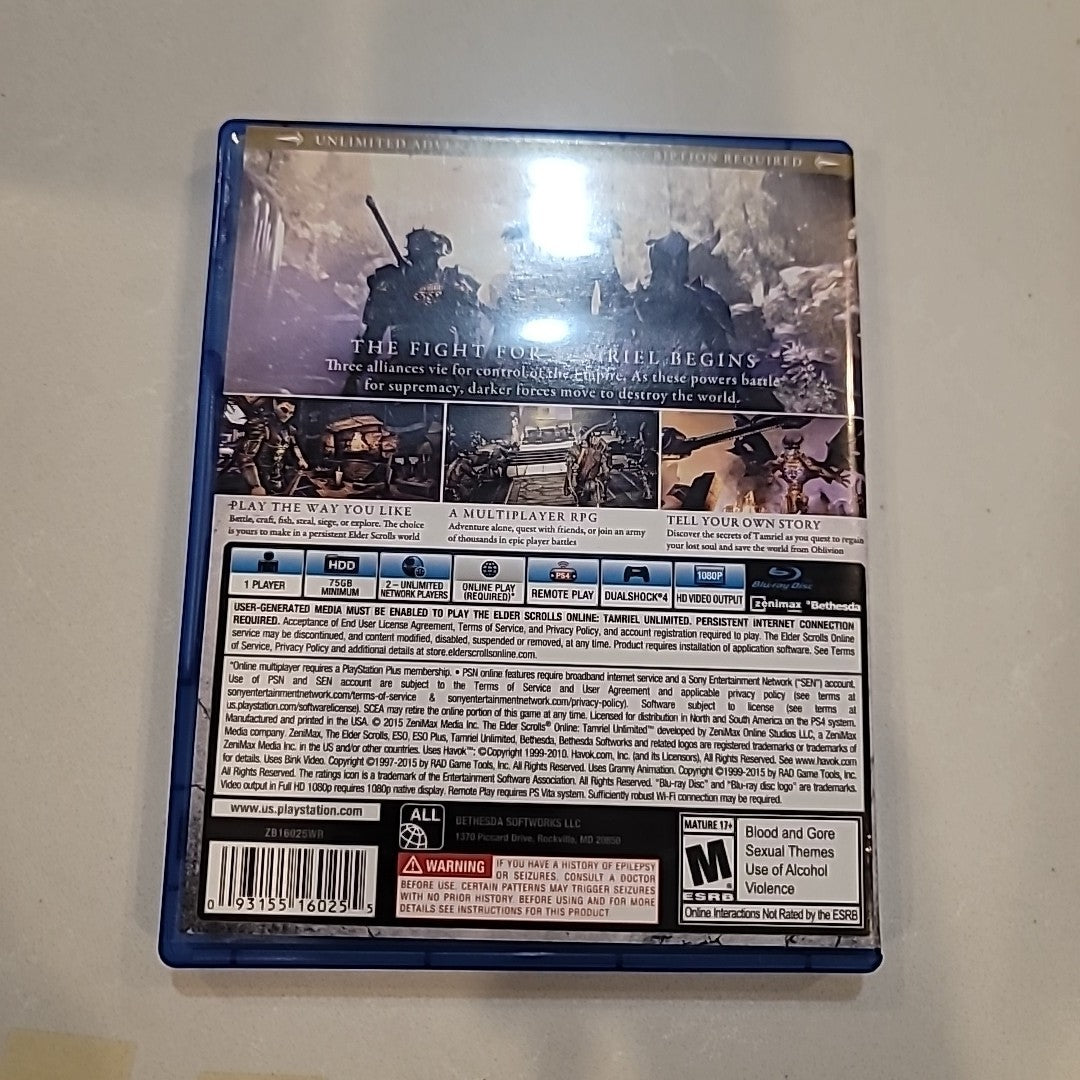 The Elder Scrolls Online Tamriel Unlimited (Sony Playstation 4, PS4) Complete