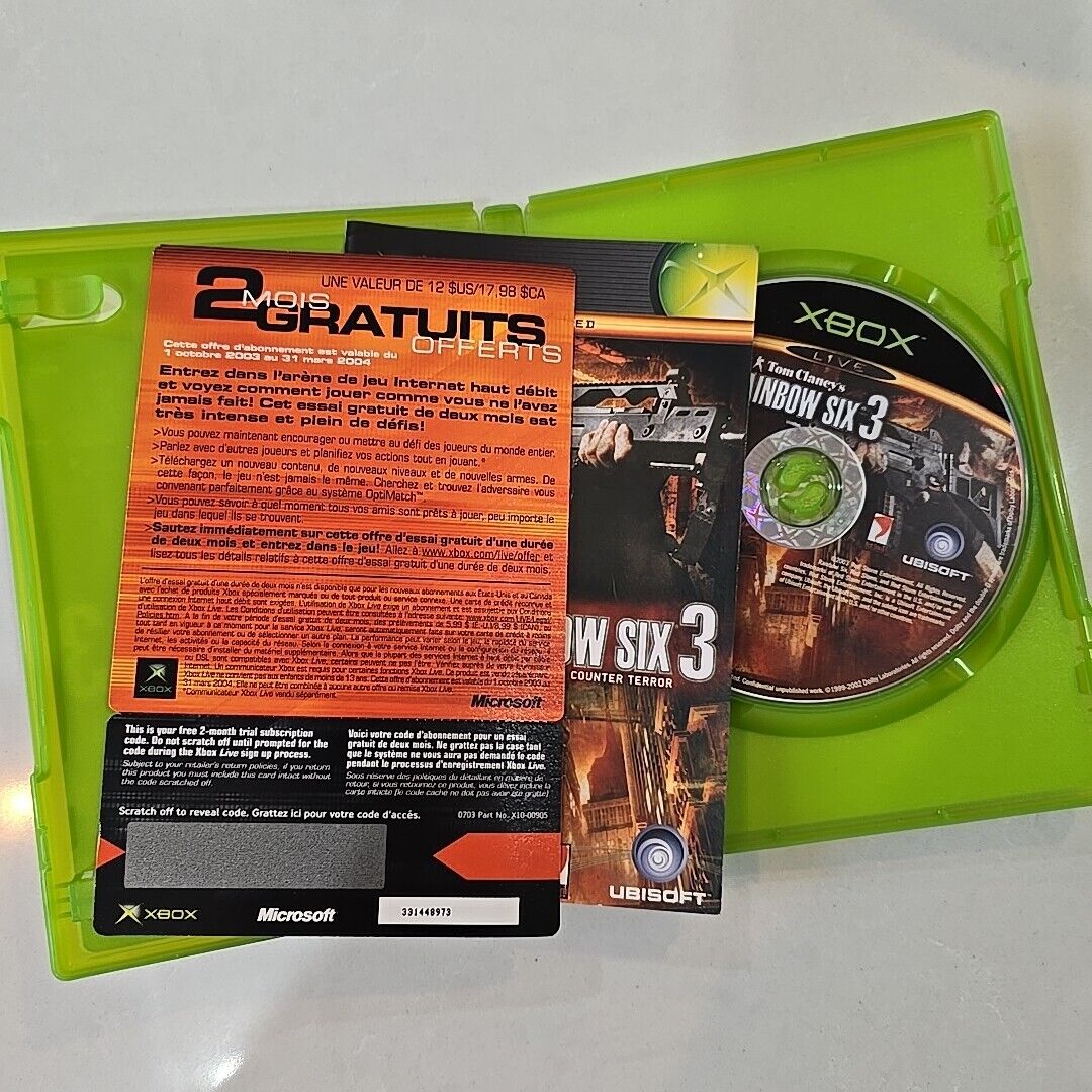 CIB - Tom Clancy's Rainbow Six 3 (Microsoft Xbox, 2003) CIB COMPLETE