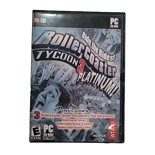 Roller Coaster Tycoon 3 Platinum (PC, CD-ROM, 2006) Used Tested Works CIB