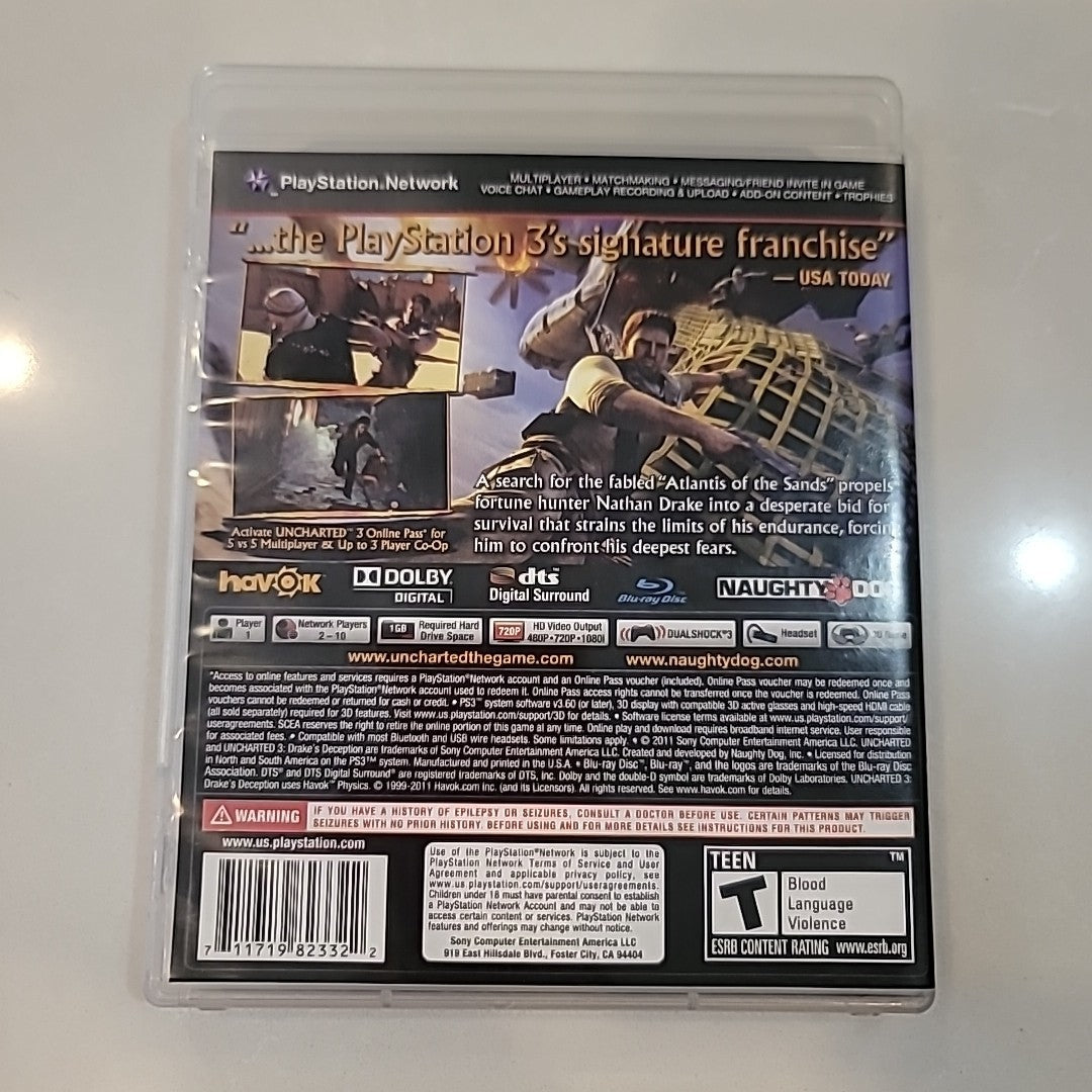 Uncharted 3: Drake's Deception (PlayStation 3, PS3) Complete in Box CIB - Tested
