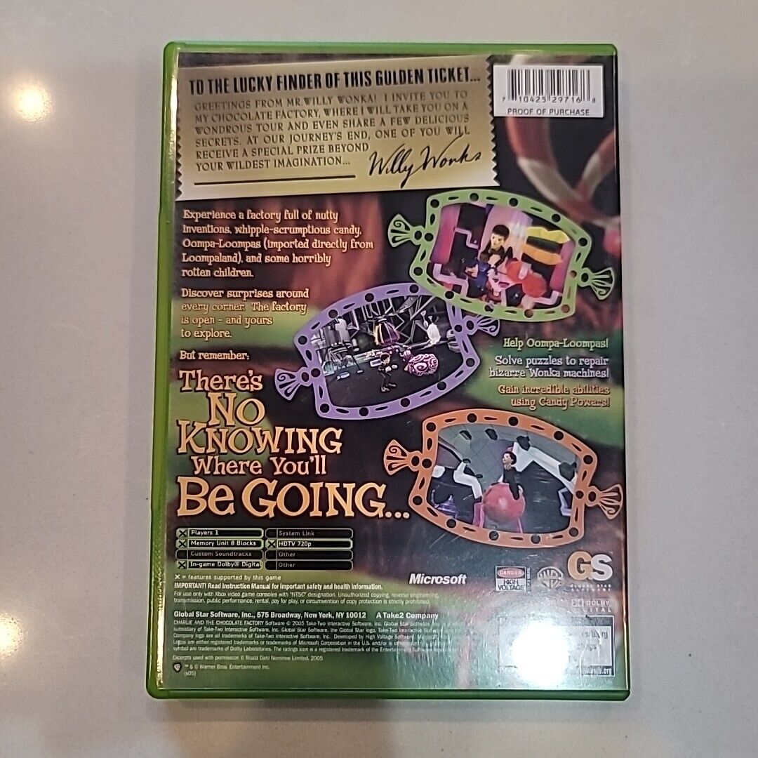 Charlie and the Chocolate Factory (Microsoft Xbox, 2005) Complete