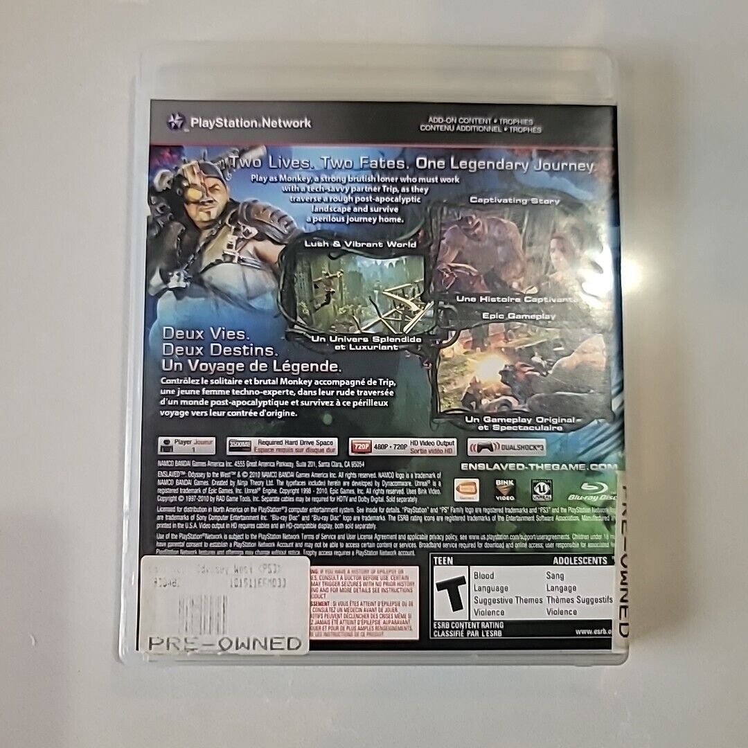 Enslaved: Odyssey to the West (Sony PlayStation 3, PS3) Complete w/Manual CIB