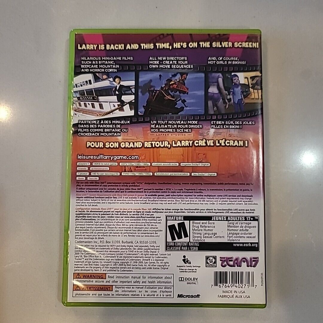 Leisure Suit Larry Box Office Bust (Microsoft Xbox 360, 2009) Complete Cib