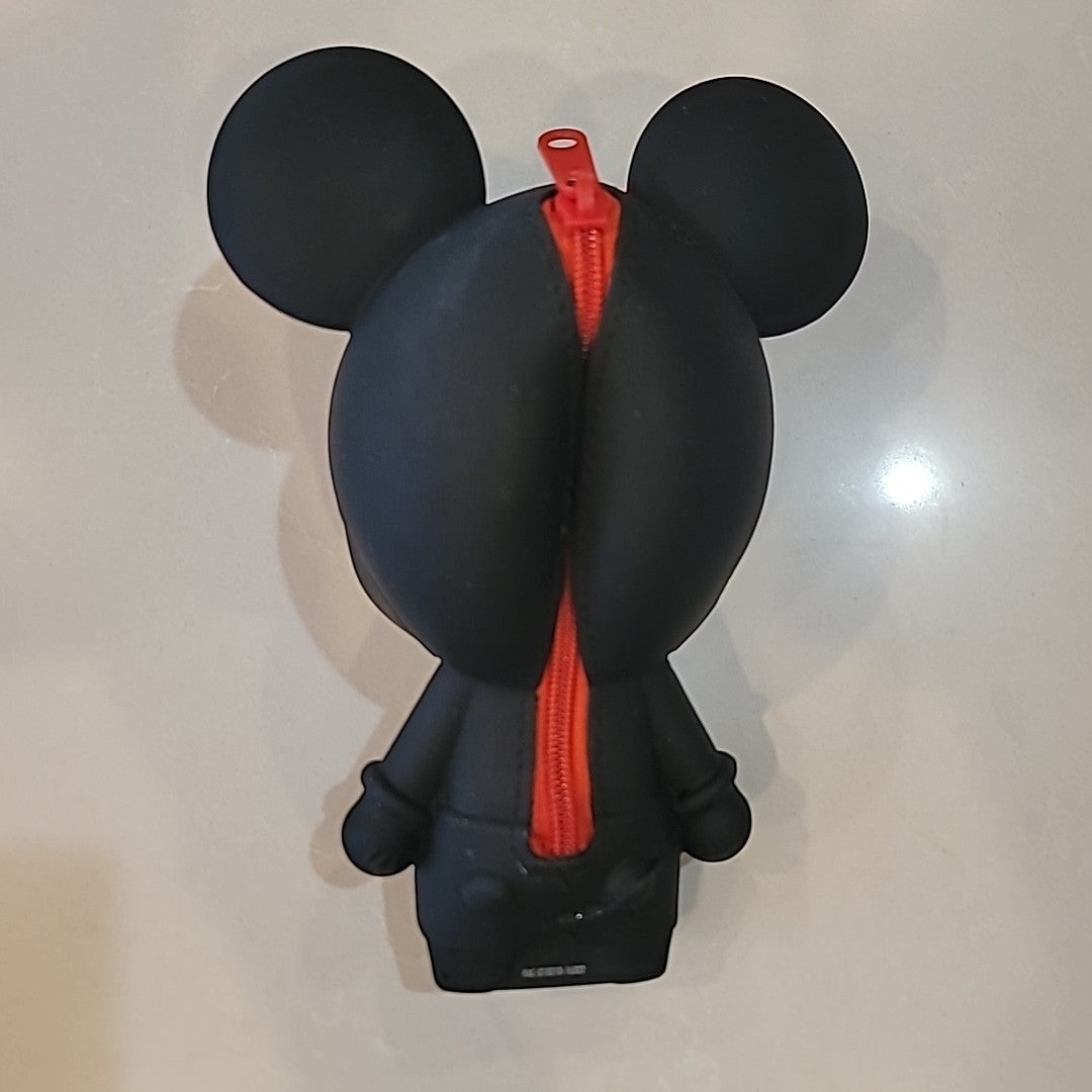 Disney Parks MXYZ Black Mickey Mouse Soft Rubber Silicon Zipper PencilCase