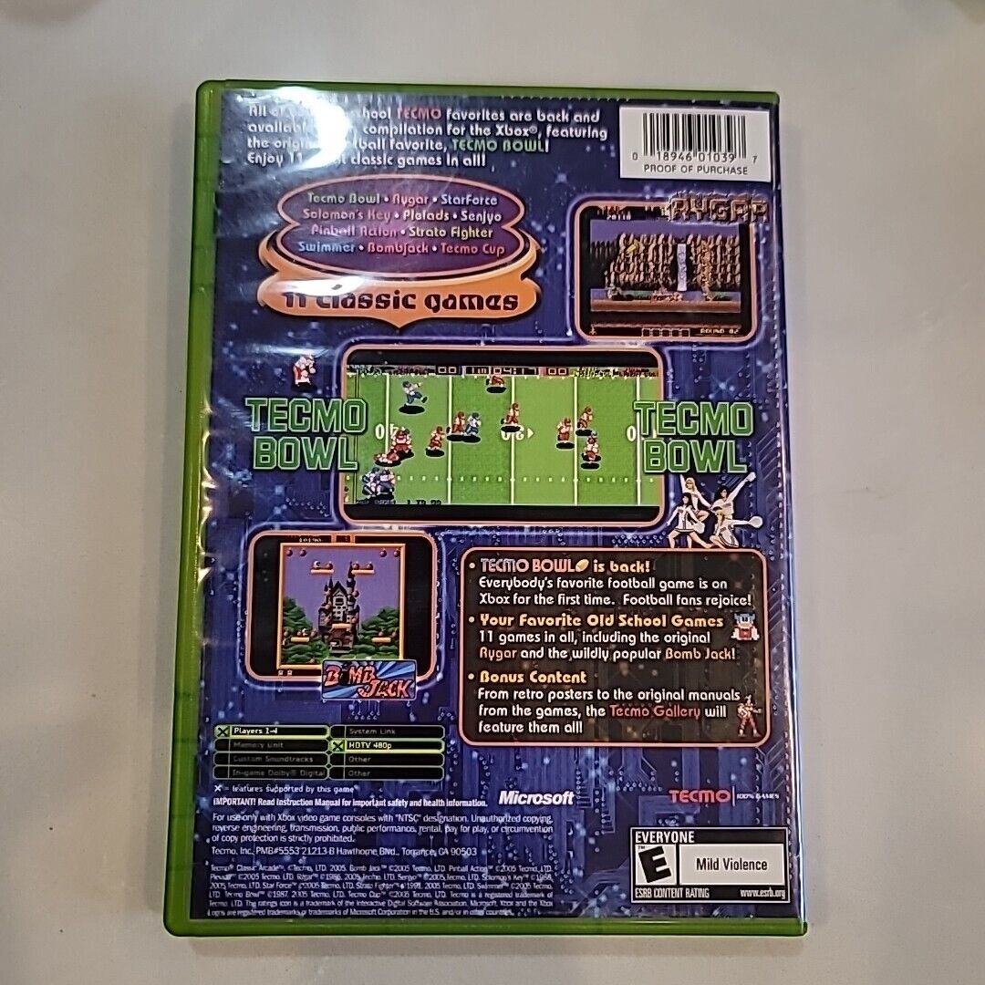 Tecmo Classic Arcade (Microsoft Xbox) No Manual