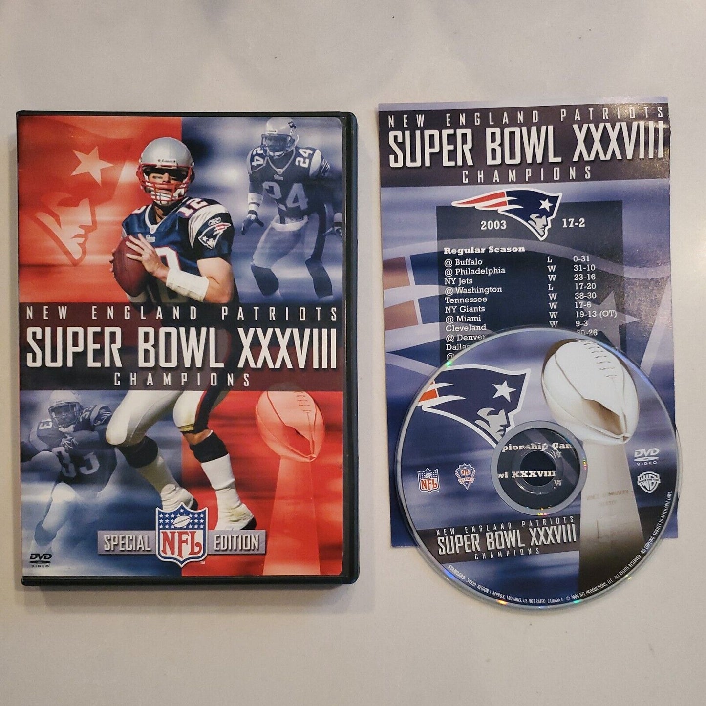NEW ENGLAND PATRIOTS SUPER BOWL XXXIX 38 CHAMPIONS SPECIAL EDITION DVD SB8