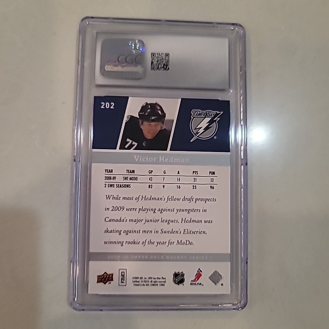 2009 -10 UPPER DECK #202 VICTOR HEDMAN YOUNG GUNS ROOKIE RC CGC Mint 9
