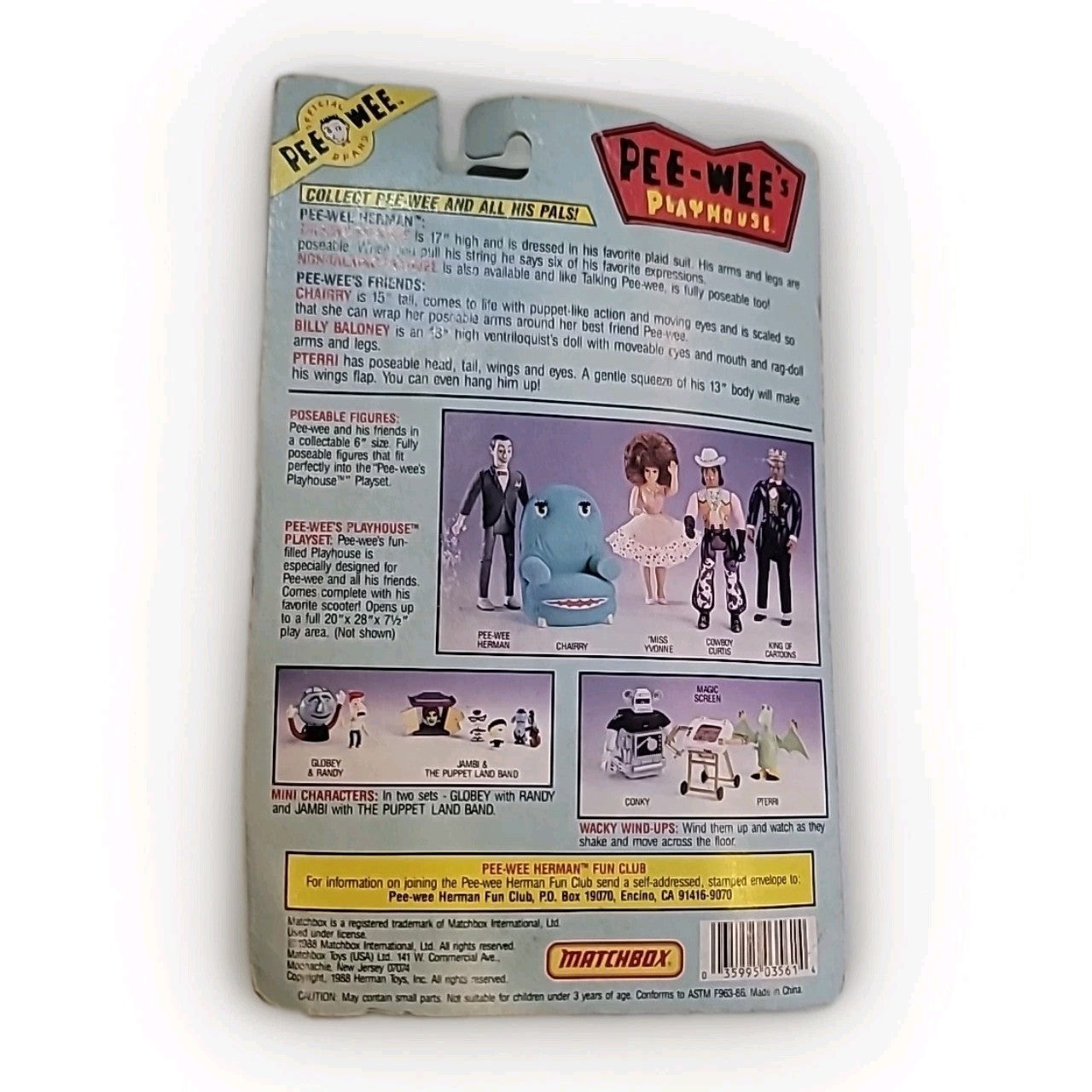 Pee Wee Herman’s poseable action figure Pee-Wee’s Playhouse 1988 Matchbox