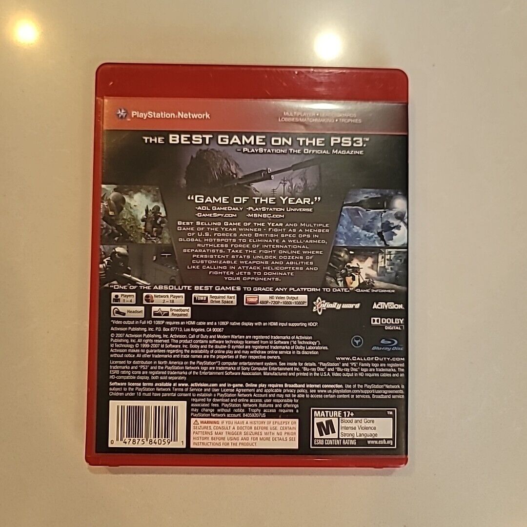 Call of Duty 4: Modern Warfare -- Greatest Hits Sony PlayStation 3 CIB