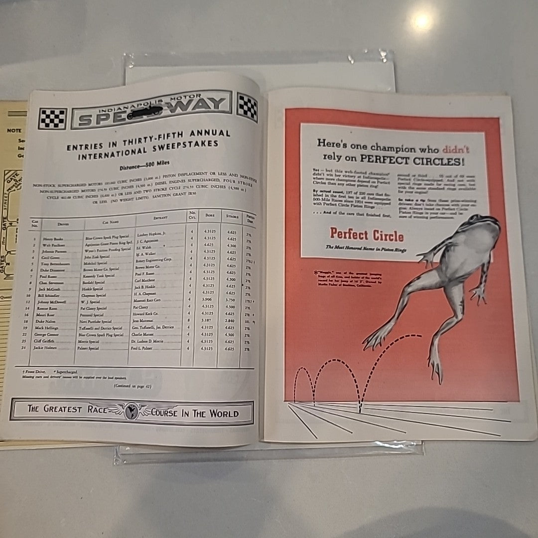 1951 Original Indianapolis 500 Program and Starting Position/Scoring Sheet