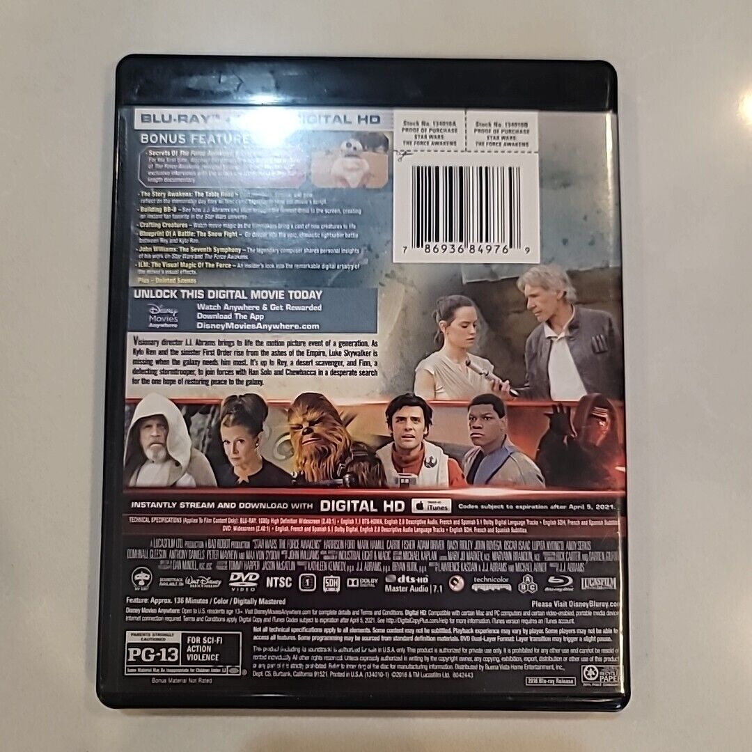 Star Wars: Episode VII: The Force Awakens (DVD, 2015)
