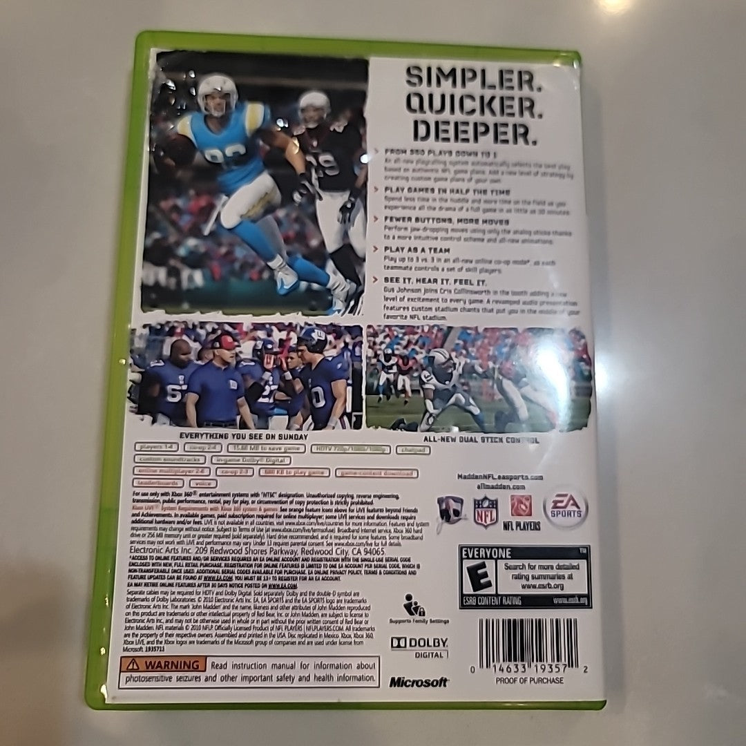 Madden NFL 11 Xbox 360 Game Tested Working EA Sports
