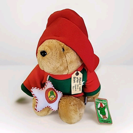 15" BROWN PADDINGTON TEDDY BEAR STUFFED ANIMAL PLUSH W/ CHRISTMAS ORNAMENT SEARS