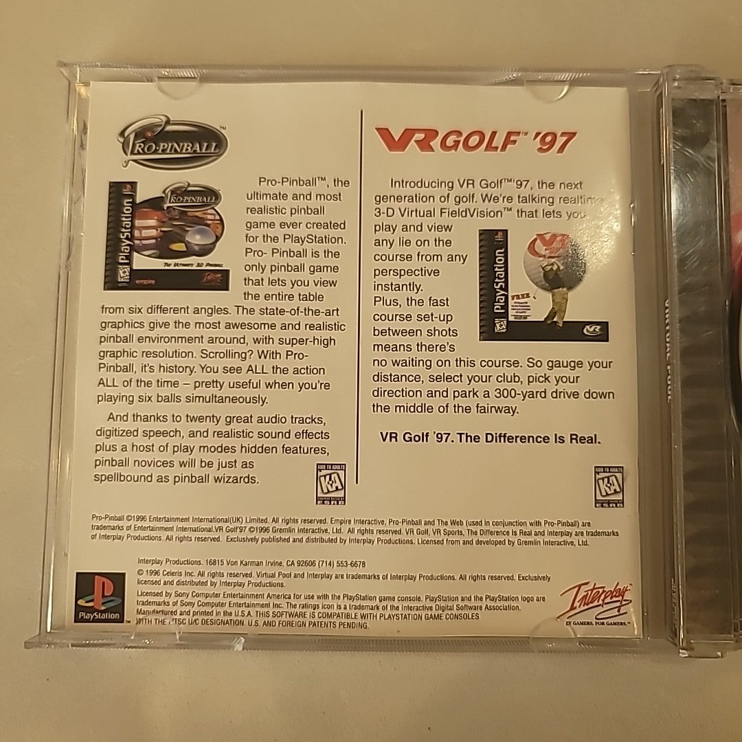 Virtual Pool PS1 PlayStation 1 Complete CIB Black Label Interplay 1996