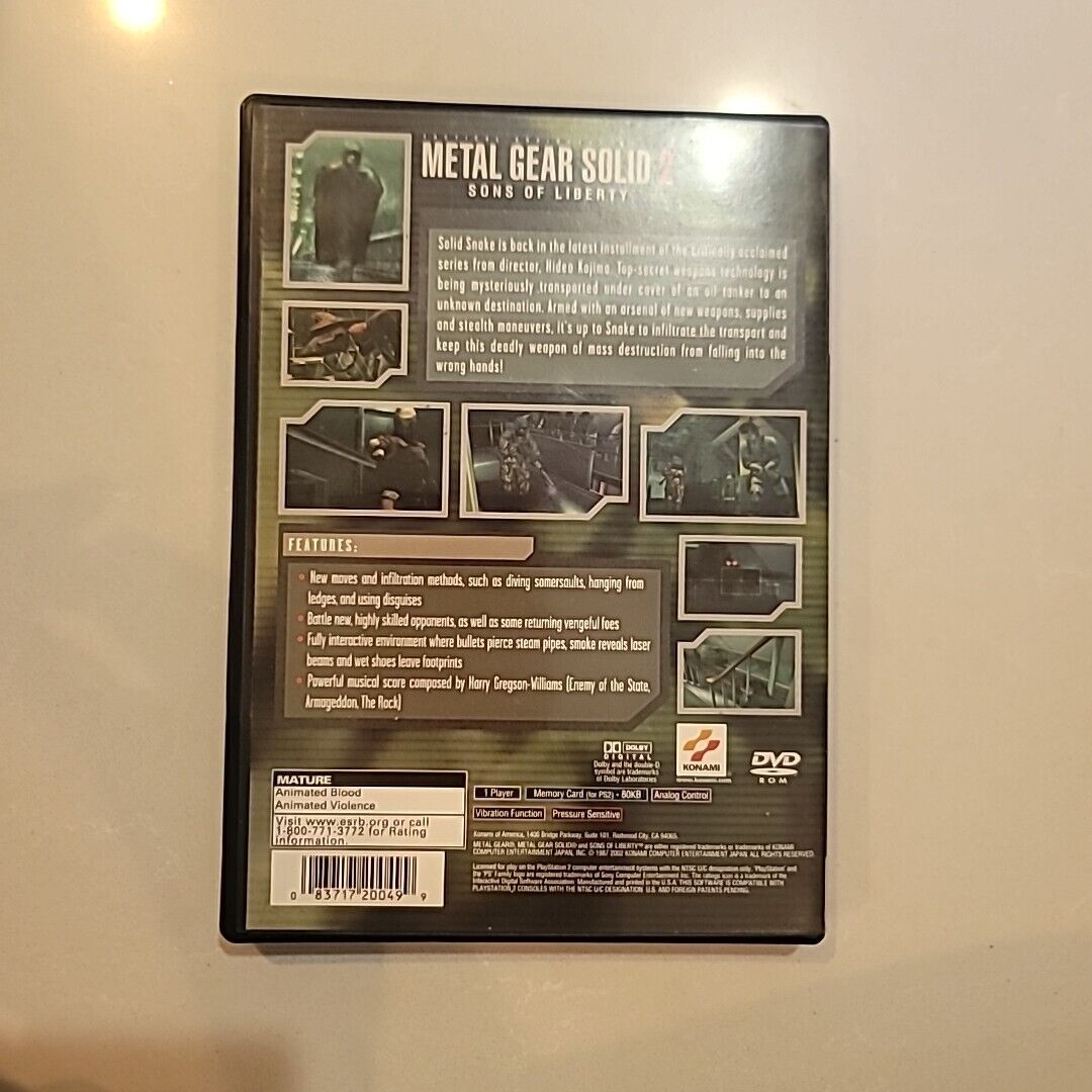 Metal Gear Solid 2 Greatest Hits - Sony PlayStation 2 (No Manual)