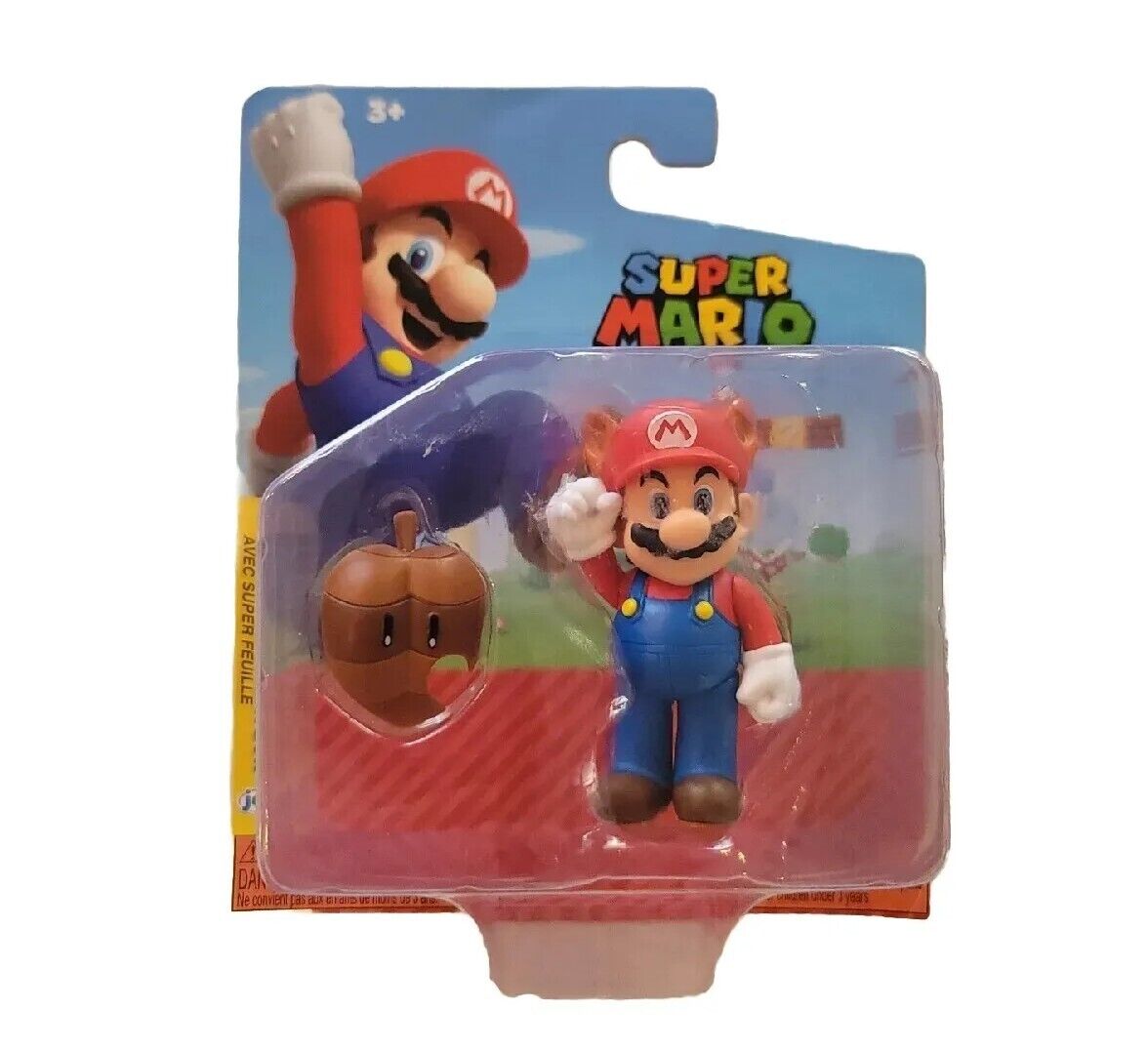 Jakks Pacific Super Mario Raccoon Mario With Leaf NEW SEALED FREE SH