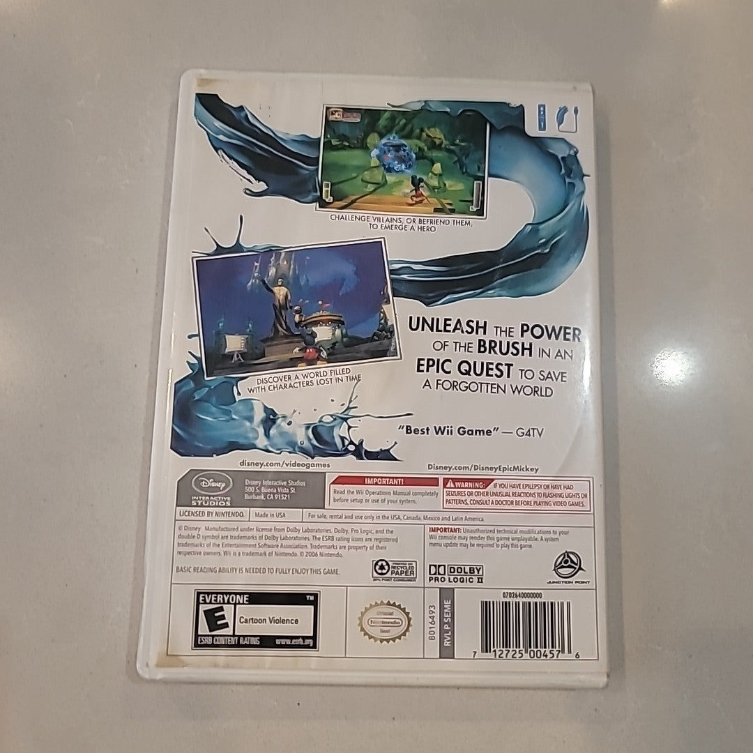 Disney Epic Mickey (Nintendo Wii, 2006) Complete W/Manual CIB Tested & Working