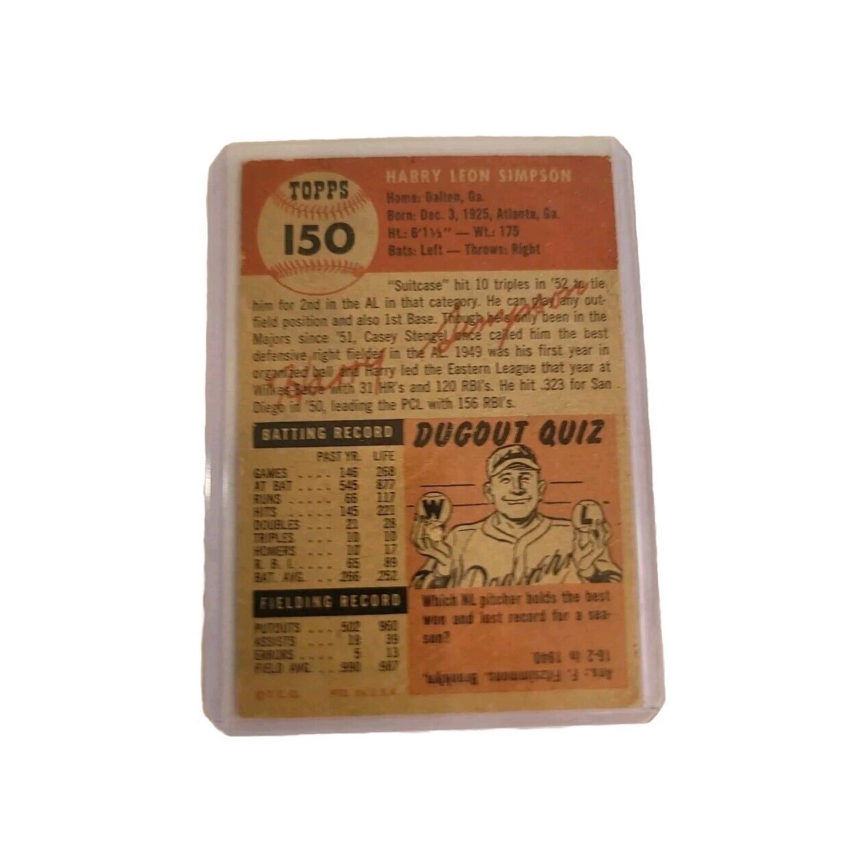 1953 Topps Harry Simpson #150 - Cleveland Indians